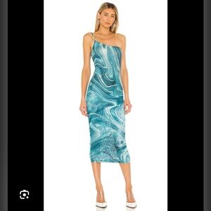 REVOLVE Teal Swirl Midi Dress
